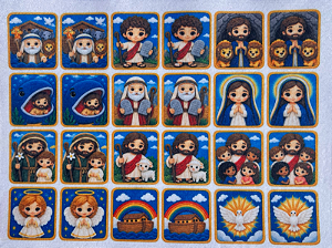 Jogo da Memoria Biblico "Coleção costurado a mão"