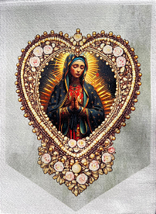 Flamula coração bordado Nossa senhora de Guadalupe