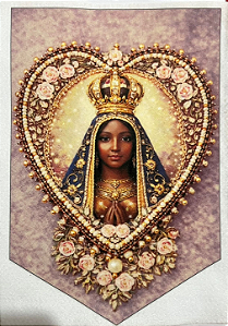 Flamula coração bordado Nossa senhora Aparecida