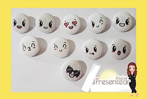 Botões Carinhas Kawaii com 20 unidades