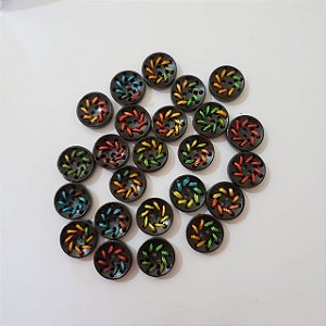 Botão de Madeira Bordado 15 mm com 4 unidades