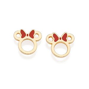 Brinco Minnie Lacinho Vermelho Rommanel - Folheado a Ouro 18k. (Ref.527227)