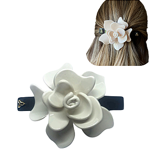 Fivela Flor - Acetato com prendedor metálico emborrachado