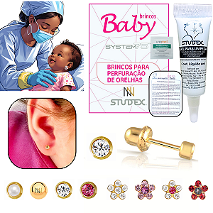Studex Kit Profissional Perfuração Humanizada System75 Baby + Gel + Epi's
