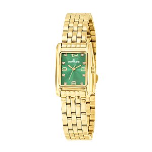 Relogio Rommanel Feminino - Dourado com Verde 8 Cristais - Resistent.a Água