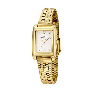 Relógio Feminino Rommanel Dourado Retangular Metal Resistente a Água