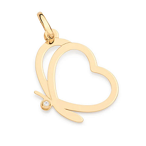 Pingente Rommanel - Borboleta c Asas de Coração c 1 Zircônia