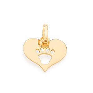 Pingente Coração com Pata de Cachorro Rommanel - Folheado a Ouro 18k (Ref542074)