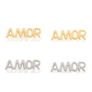 Brinco Palavra Amor - Rommanel - Antialérgico - Folheado a Ouro 18k. / Rhodium (Ref.526448)