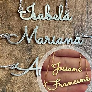 Colar Nome Personalizado - PRATA 925 / Folheado a Ouro 18K - Fonte Fina