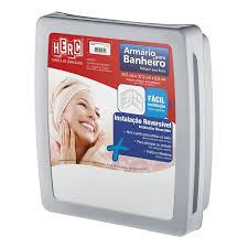 Armario Plastico Banheiro C/ Espelho Branco 38X35 Herc