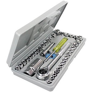 Kit Chave Catraca Reversível Jogo de Soquetes 39 Peças em Aço Carbono com Maleta - NJDS40 - Nagano