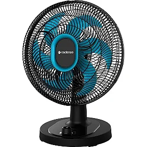 Ventilador de Mesa Cadence Refresh Turbo Pro 6 Pás Preto e Azul VTR420 220V