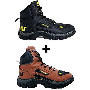Kit 2 Bota Coturno Caterpillar CAT Cano Médio