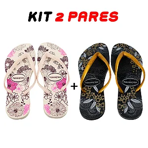 Kit 2 Chinelos Feminino Havaianas Flores