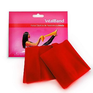 Faixa Elástica Vitalband Fisiovital Médio Cor Vermelha