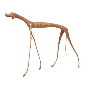 Escultura de Madeira Cachorra Baleia em pé.