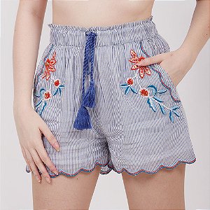 Shorts  Listrado Azul LOVE BIRDS