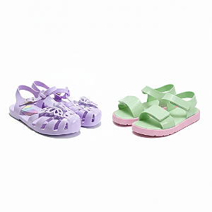 Kit 2 Sandália Infantil Menina Juju Borboleta Velcro Prática