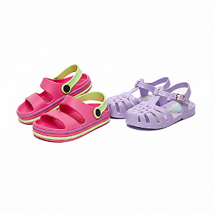 Kit 2 Sandália Infantil Menina Babuche colorida + Juju clássica