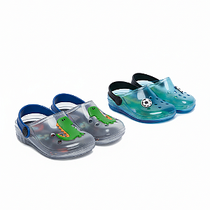 Kit 2 Babuche Infantil Menino Dinossauro + Futebol divertida fácil de limpar