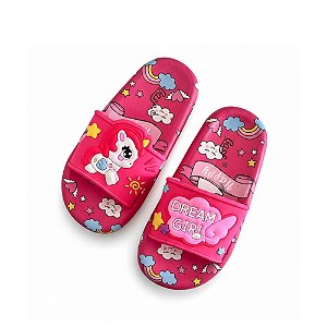 Chinelo Infantil Menina Rosa Unicórnio INF058