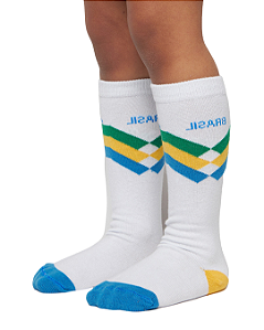 Meia Infantil Unissex GFME058 Brasil 3/4 Branco