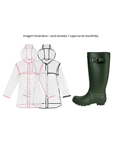 Kit Galocha Cano Longo Verde Kt001 + 1 Capa de Chuva Curta Ck001
