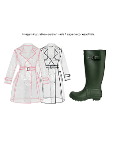 Kit Galocha Cano Longo Verde Kt001 + 1 Capa de Chuva Longa Ck003