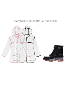 Kit Galocha Cano Curto Preto Kt039 + 1 Capa de Chuva Curta Ck001