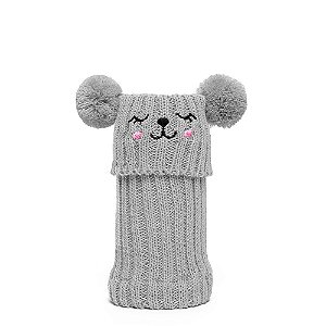 Kit Polaina Pompom Pg002 + Gorro Pompom Gg002