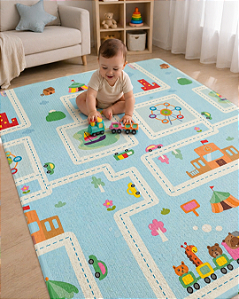 Tapete Infantil Emborrachado Dobrável Dupla Face Educativo Bebê Gasf