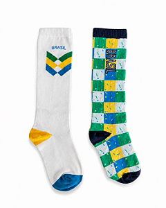 Kit Adulto 2 Meias 3/4 Brasil Copa