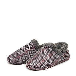 Pantufa Fechada Pelúcia Quentinha Xadrez Cinza Masculina Gasf 203775