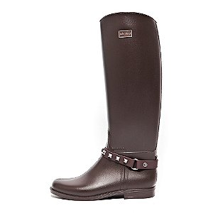 Galocha Ride - Bota Feminina Impermeável Slim Montaria Marrom Matte