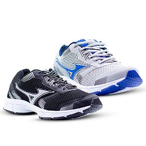 KIT MIZUNO MASCULINO - CINZA/AZUL + PRETO