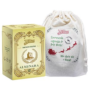 Duo de Sabonetes Premium Almenara (150g) e Sacolinha de Algodão Natalina