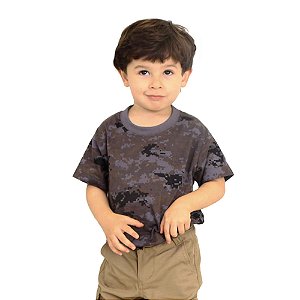 Camiseta Infantil Camuflada Digital Petróleo