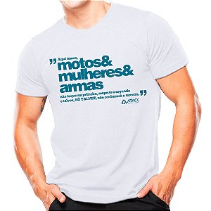 Camiseta Militar Estampada Motos Mulheres e Armas