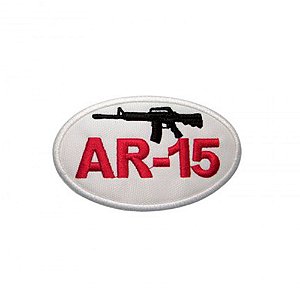 Patch Bordado AR-15 Branco com Fecho de Contato