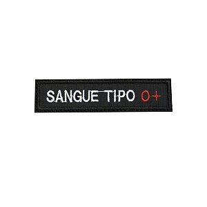 Patch Bordado Tipo Sanguíneo O+ com Fecho de Contato