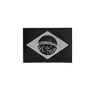 Patch Bordado Bandeira do Brasil Negativa com Fecho de Contato