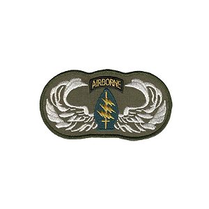 Patch Bordado Airborne com Asa com Fecho de Contato