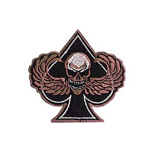 Patch Bordado Espada e Caveira com Fecho de Contato