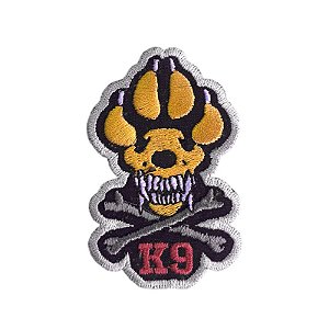 Patch Bordado K9 - Caveira com Fecho de Contato