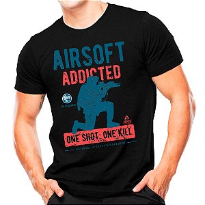 Camiseta Militar Estampada Airsoft One Shot Preta - Atack