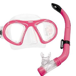 Kit de Mergulho Infantil Máscara Snorkel Oasis Mormaii - Rosa