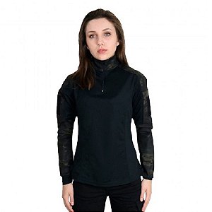 Combat Shirt Feminina Camuflada Bélica - Multicam Black