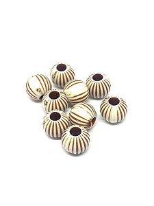 Miçanga Sorocaba Branca Listra Marrom - 10 Unidades