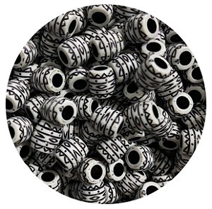 Miçanga Tambor Preto e Branco - 10 unidades